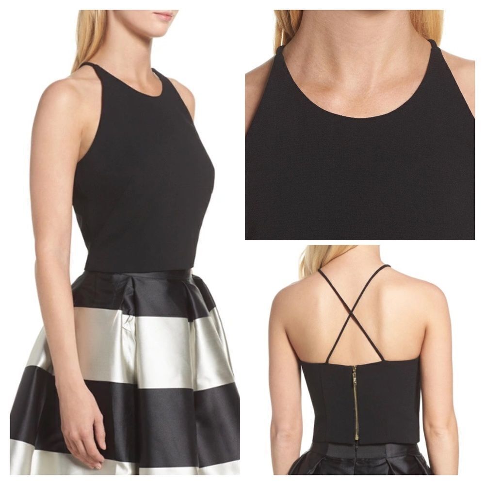 🌹 ELIZA J 🌹 Cross Back Crepe Top - [Size 12, Black]